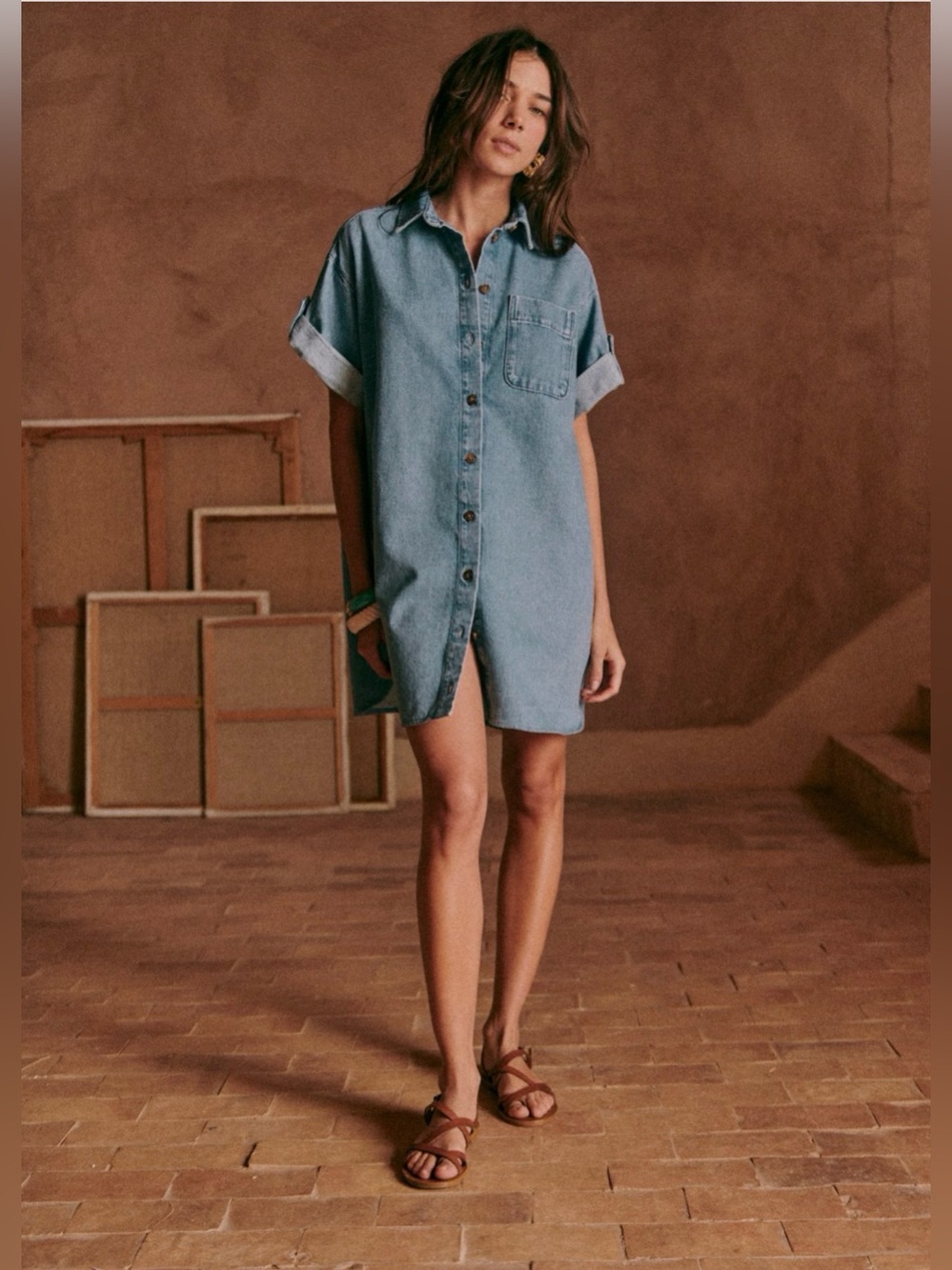 NWT Sezane Sofia dress, FR Medium Light Blue
